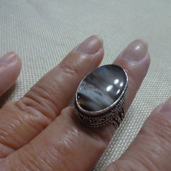 Natural "MONTANA AGATE" Handmade Sterling Ring Size 8.5 #285B - Picture 3 of 3